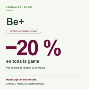 Be+: 20 % de descuento en Farmacia El Prior hasta agotar existencias